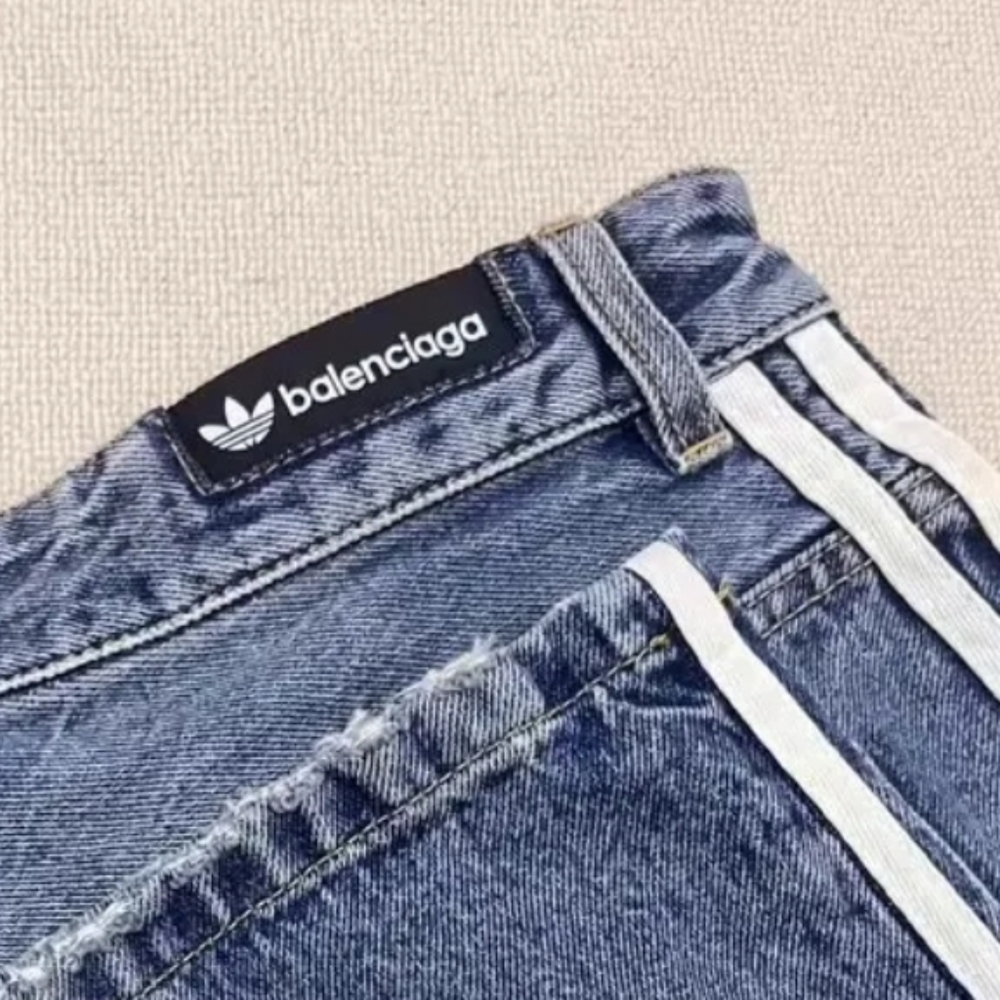 Balenciaga Blue Denim Jeans with White Stripes